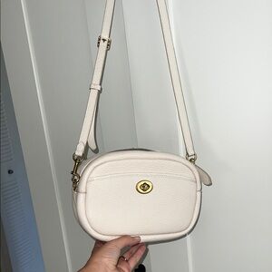 Coach Cream/ White Crossbody Camera Bag with Gold Hardware
